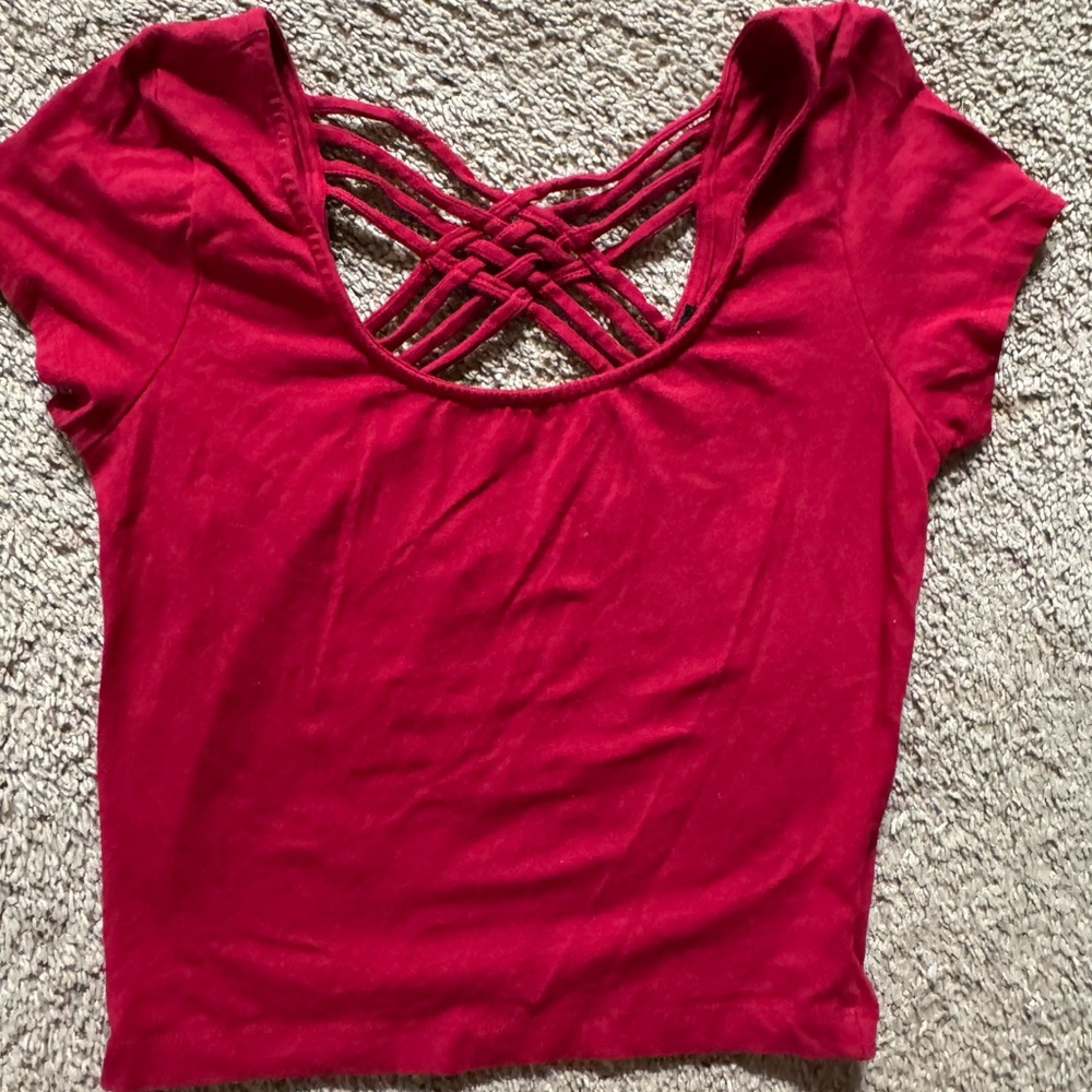 Happening in the Present Red Crop T-Shirt with Strappy Back